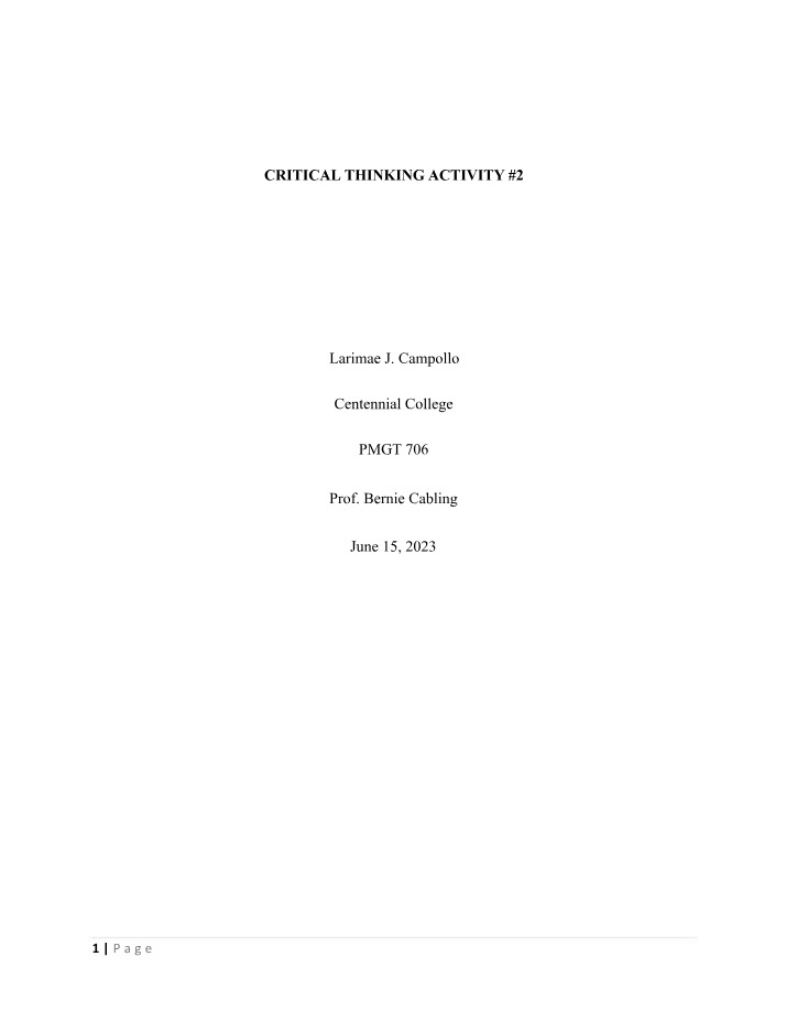 Critical Thinking Activity 2 Submission A