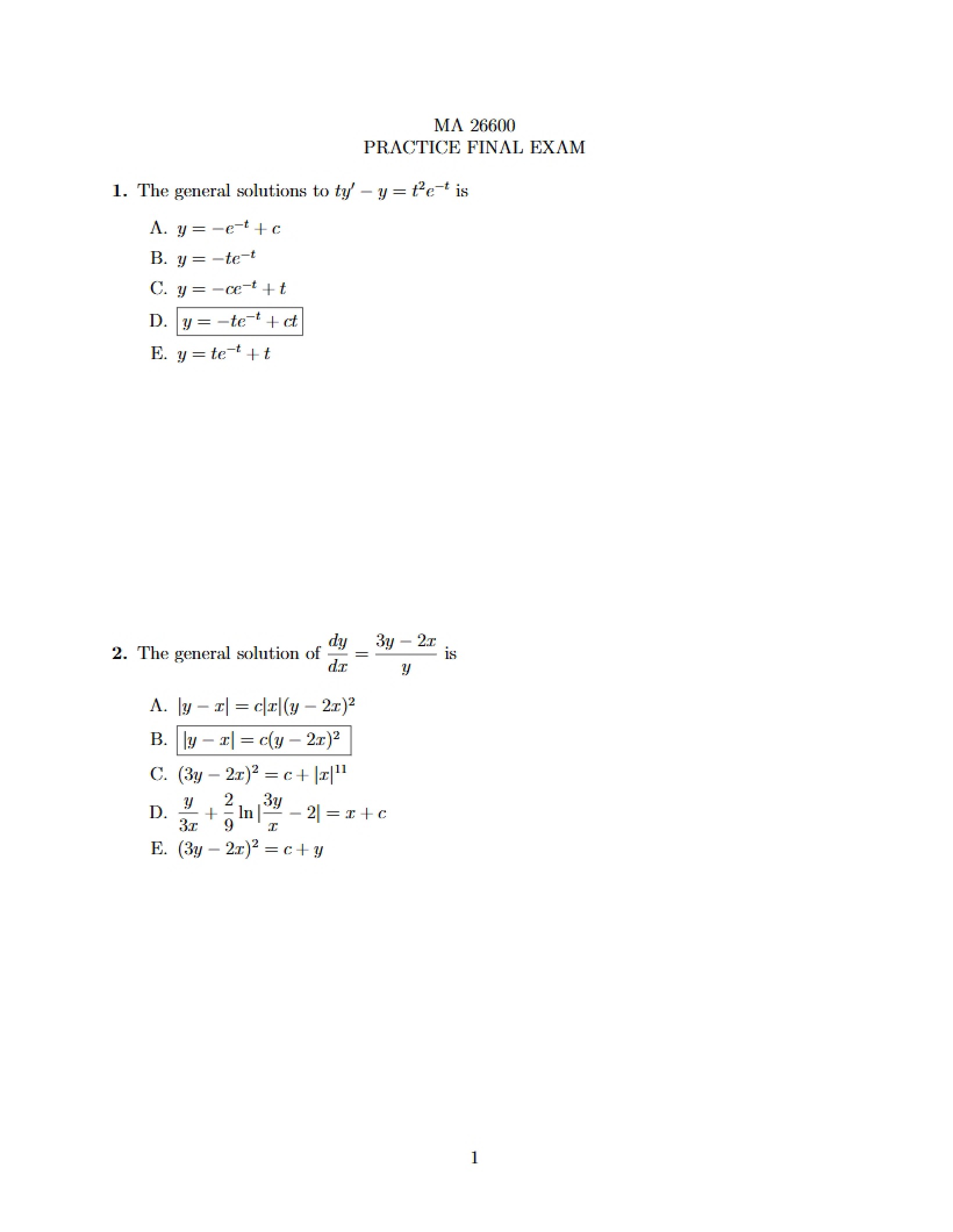 Practice for Final Exam