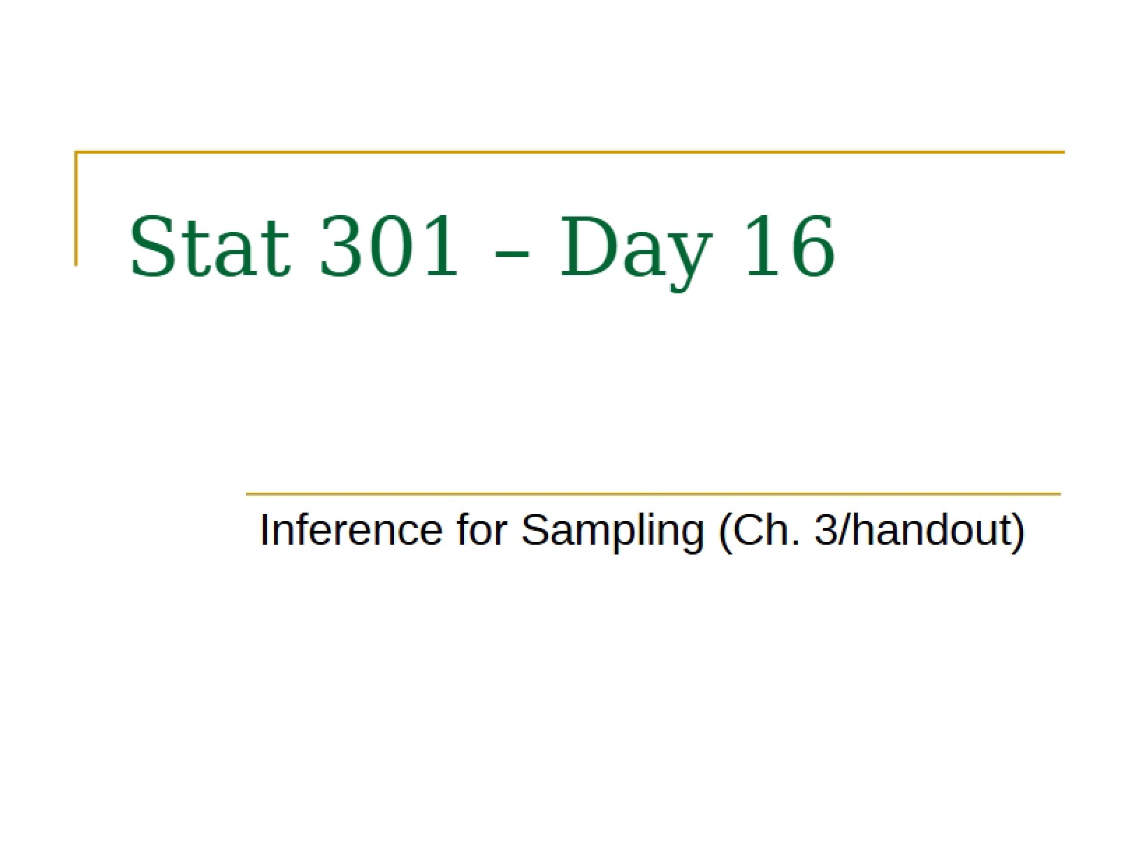Sampling Inference Handout