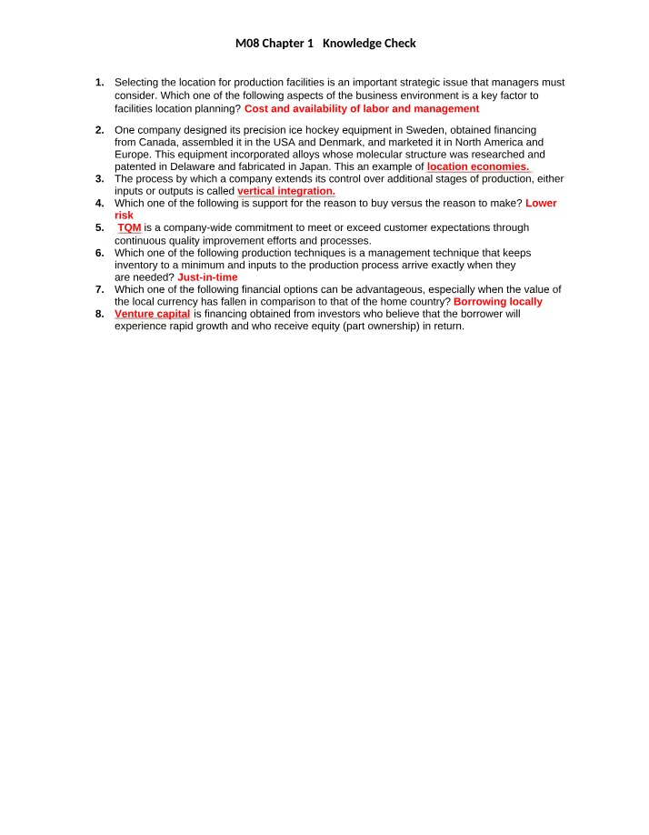 Chapter 15 Knowledge Check