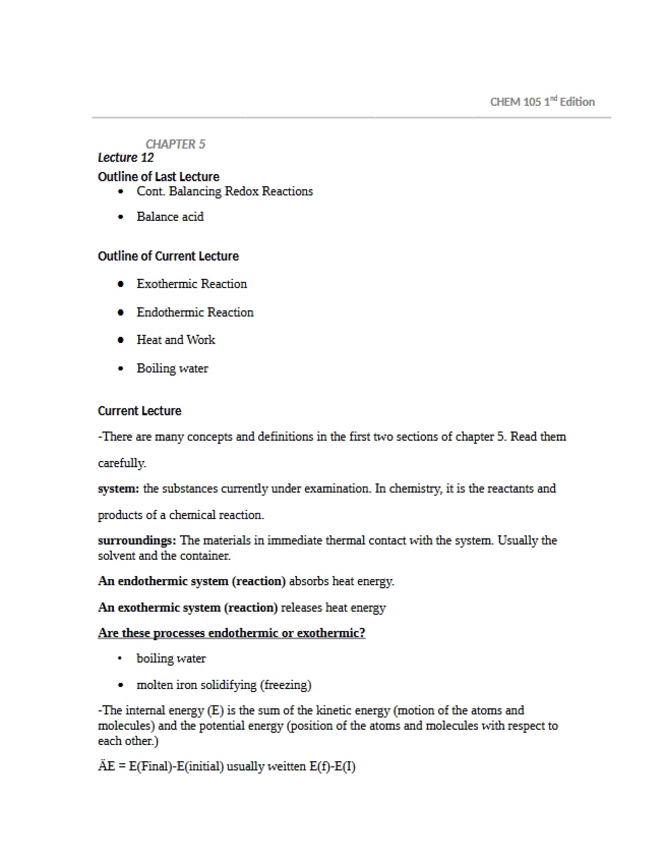 Chemical Thermodynamics
