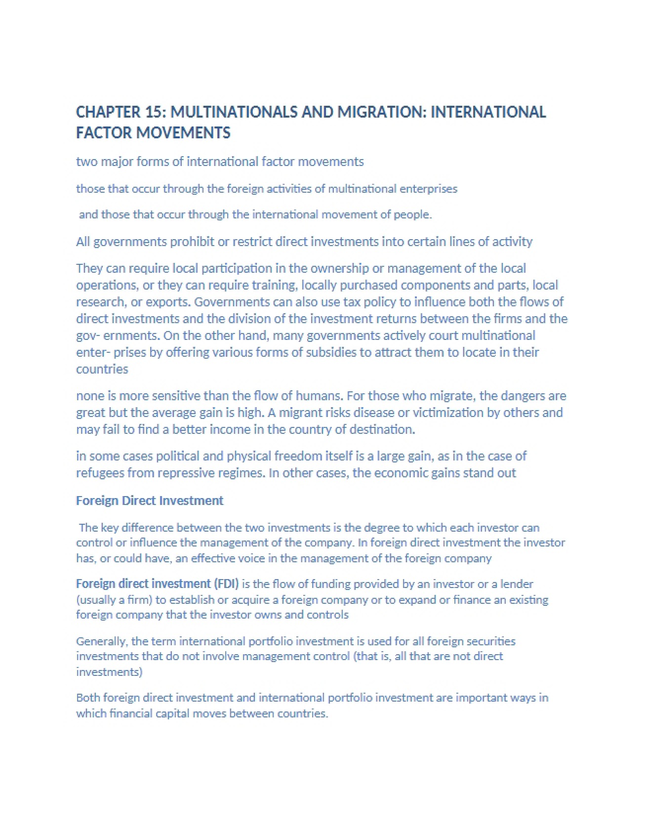 Migration and Multinationals Chapter 15