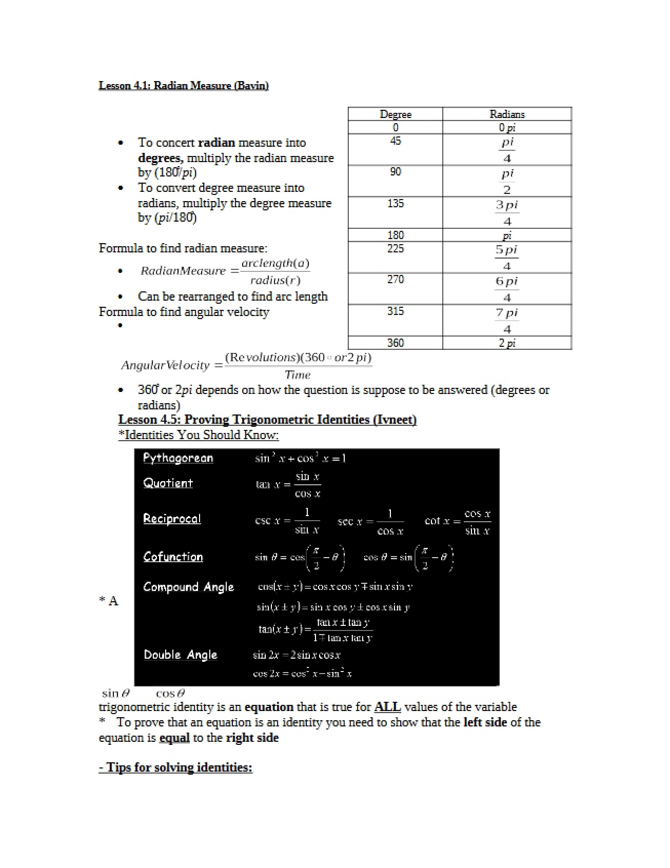 Concept of Radian Measure in Mathematics