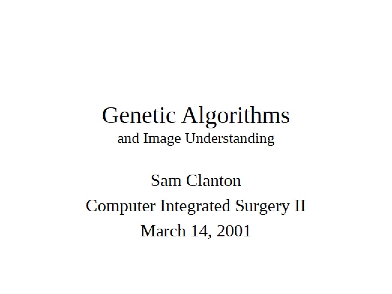Image Understanding and Genetic Algorithms