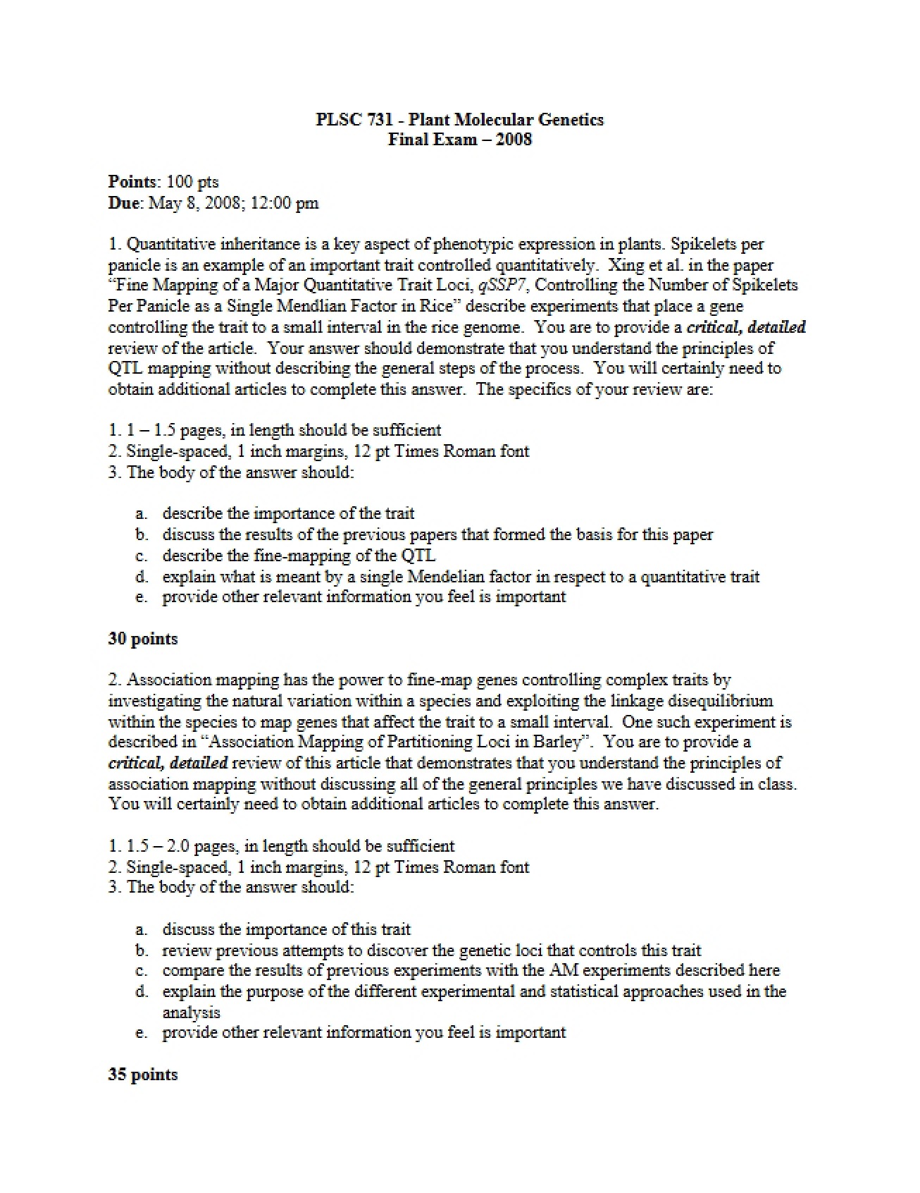 2008 Exam Two
