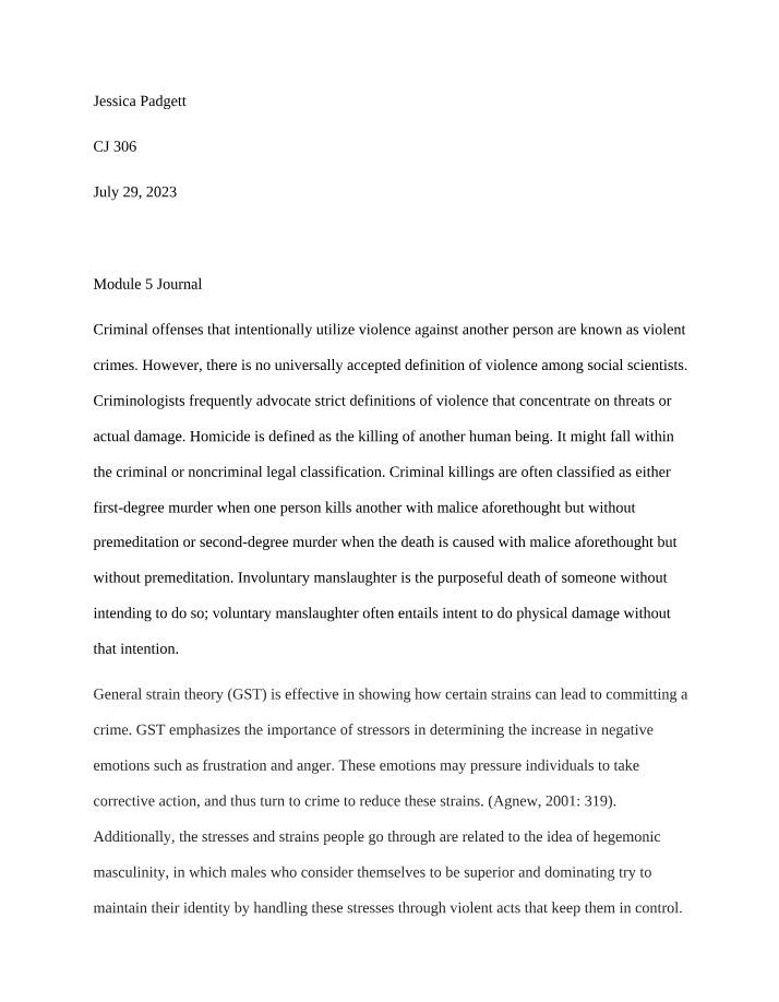 CJ306 Module 5 Journal Submission
