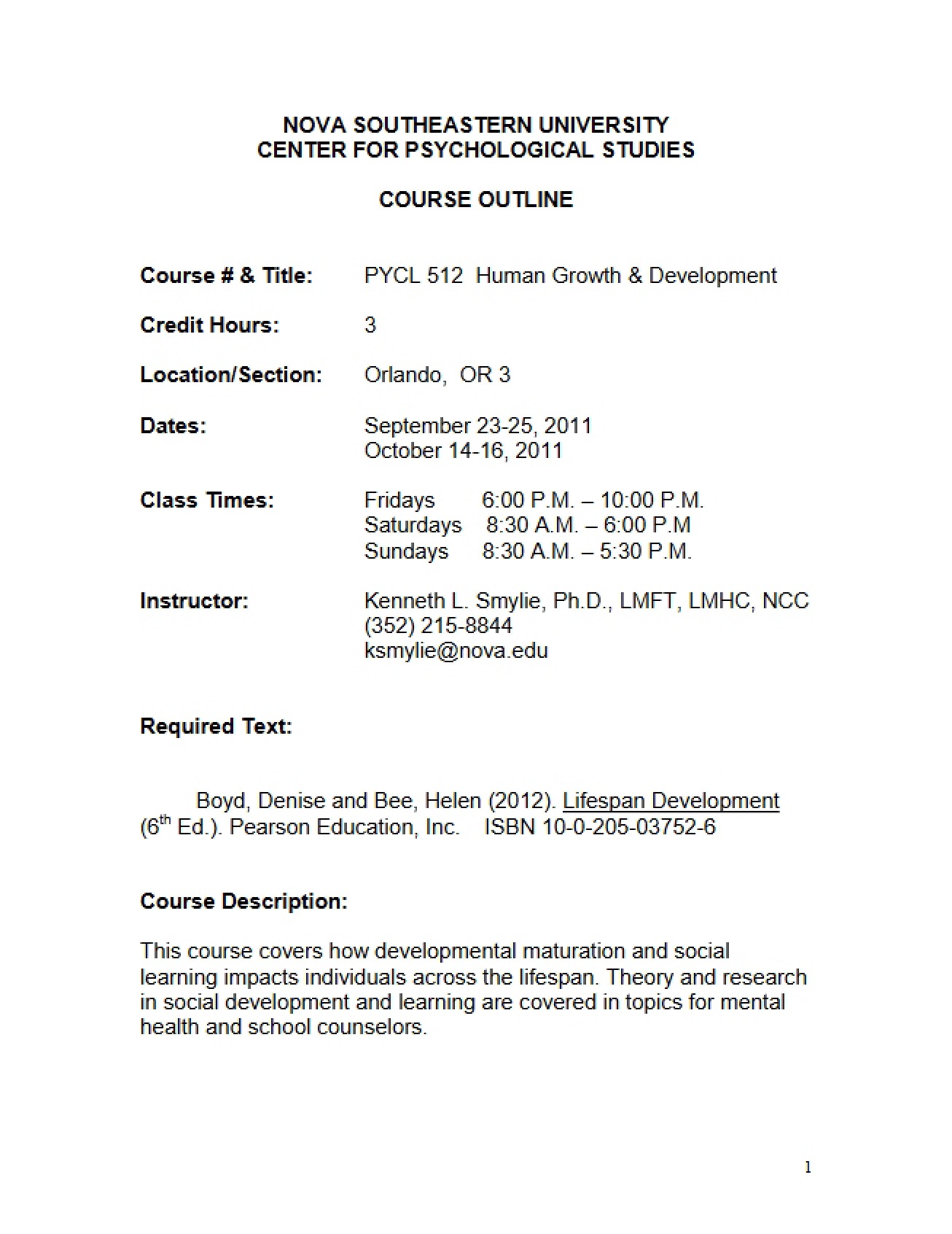 Human Growth Development Syllabus