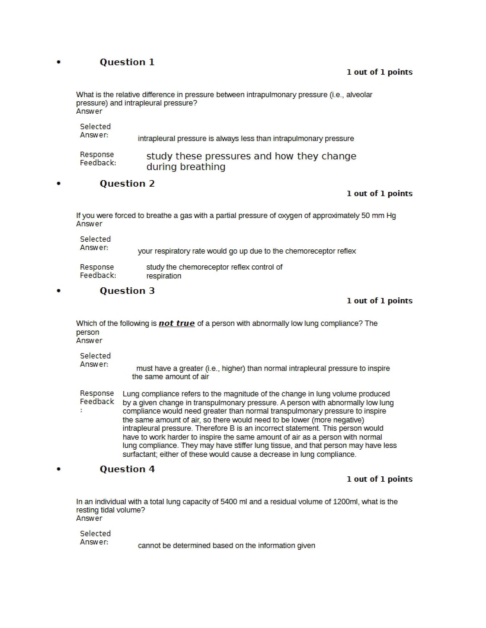 Quiz 1 Physiology