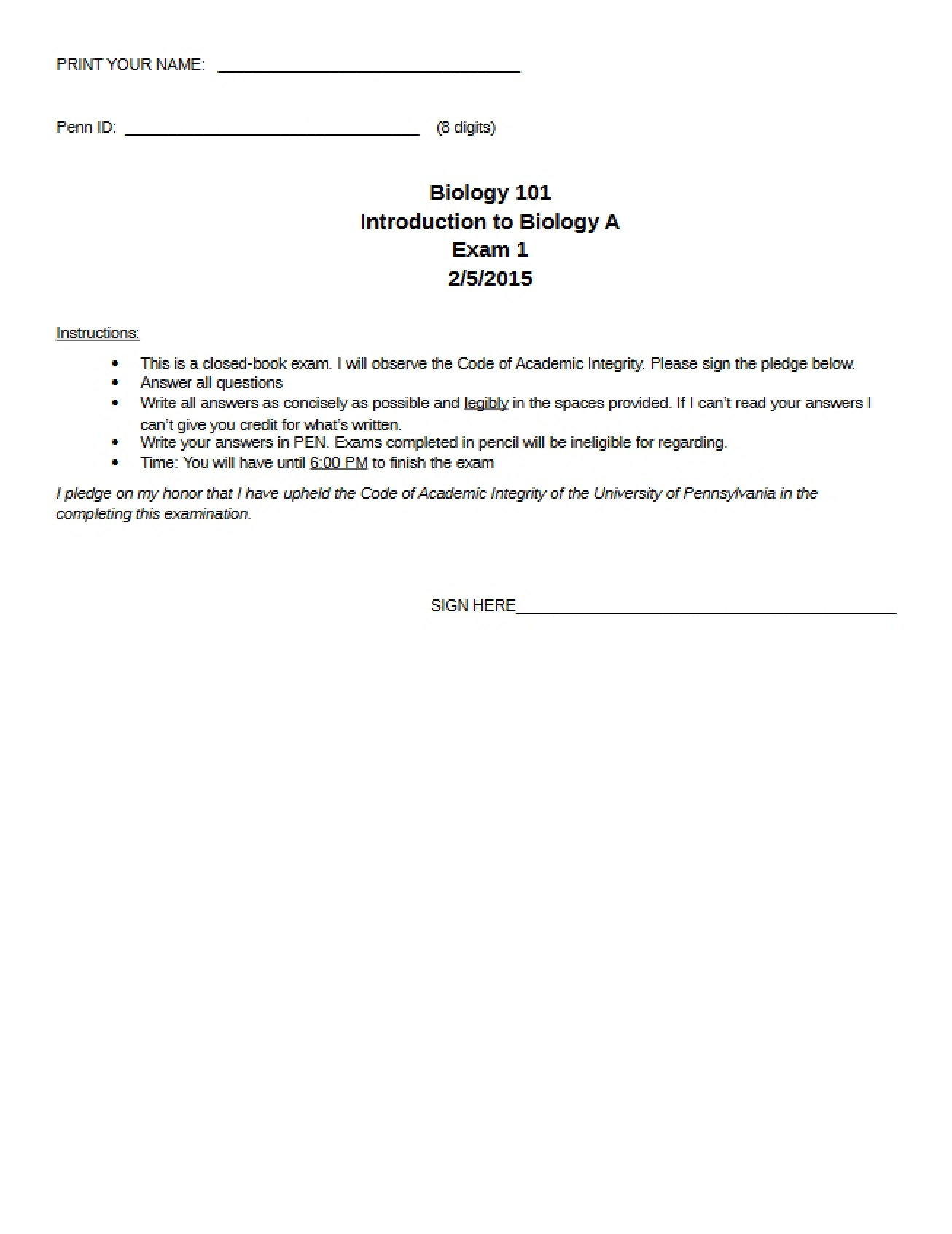Key for Exam I (June 2015)