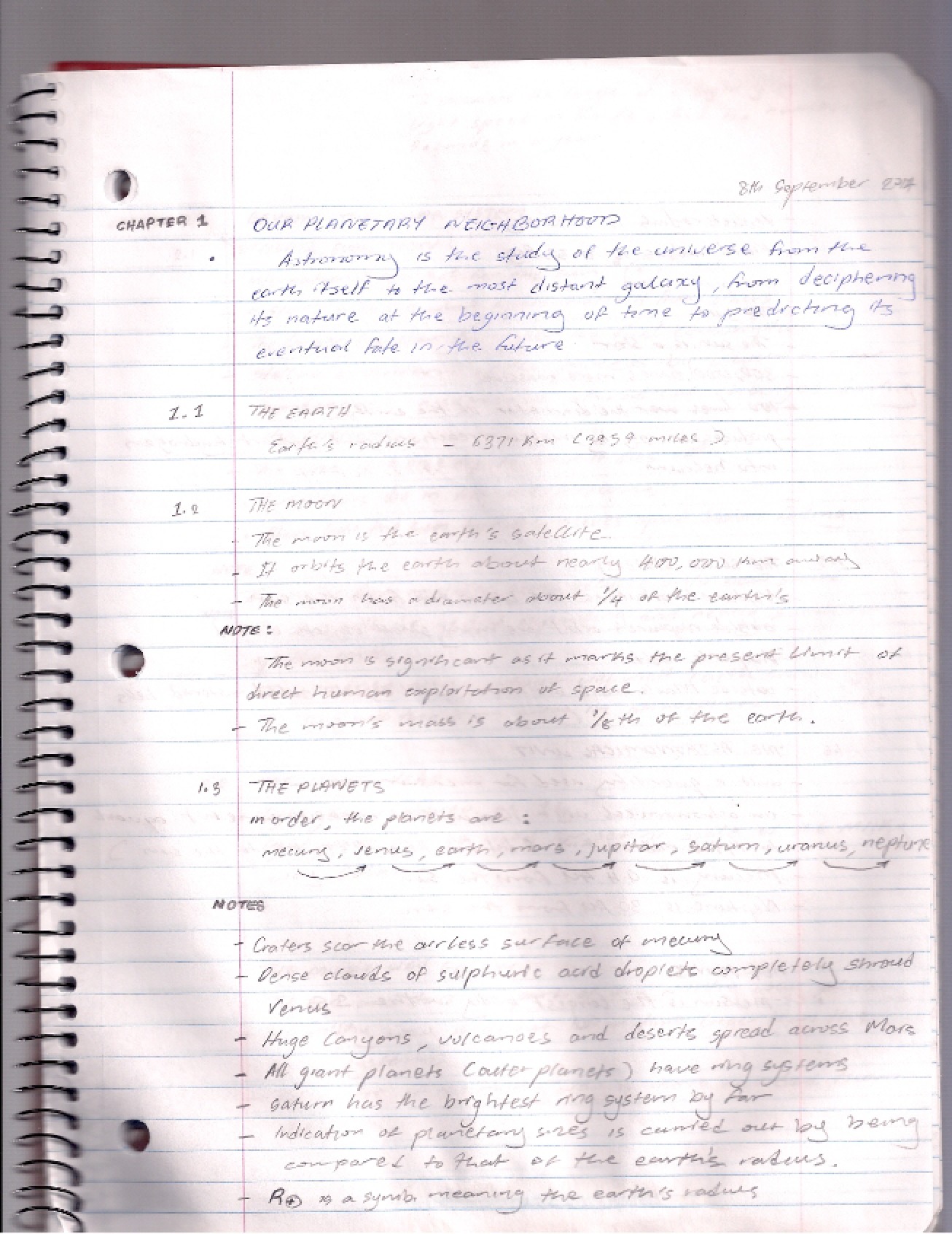 Solar System Class Notes