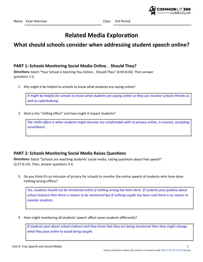 Unit 6 Handout - Schools and Speech Online
