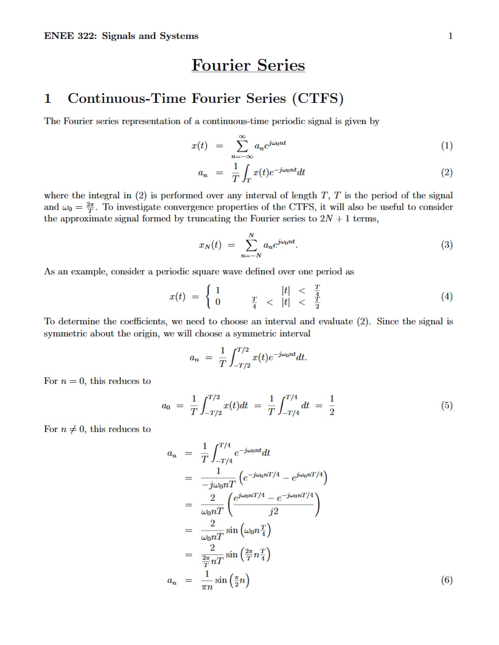 Fourier Series Concepts
