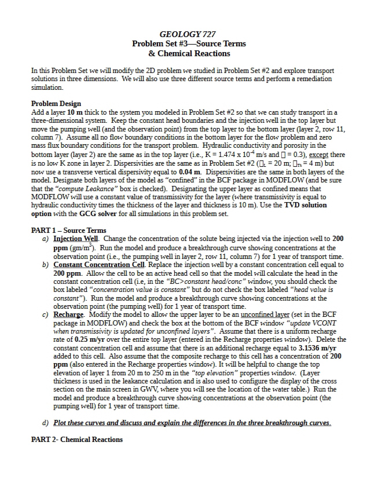 Problem Set 3 Geology 727