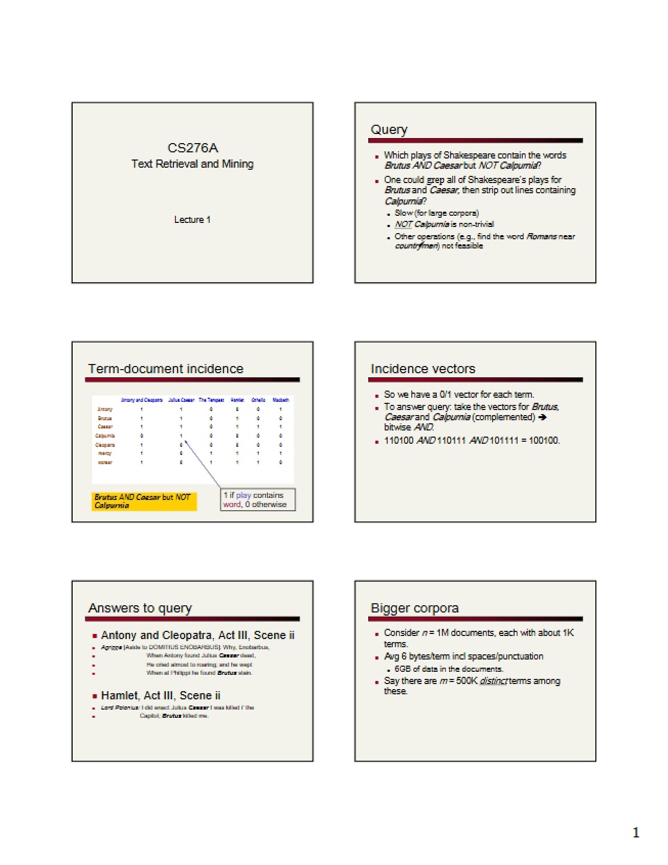Text Retrieval and Mining Lecture 1 (Set 1)