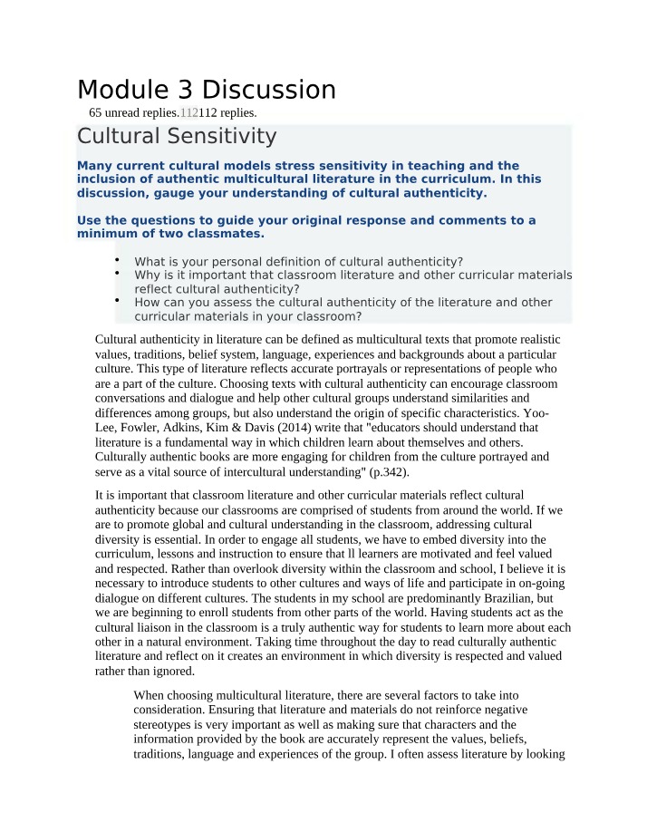 Importance of Cultural Authenticity in Classroom Literature