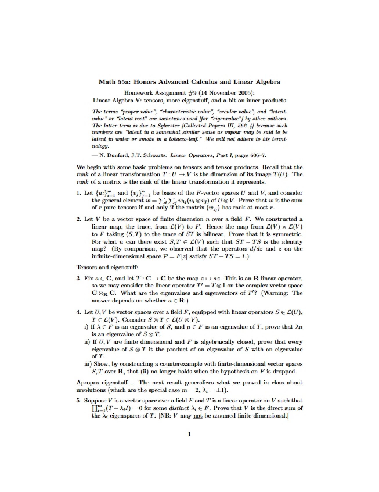 Advanced Algebra Exercise Set 9