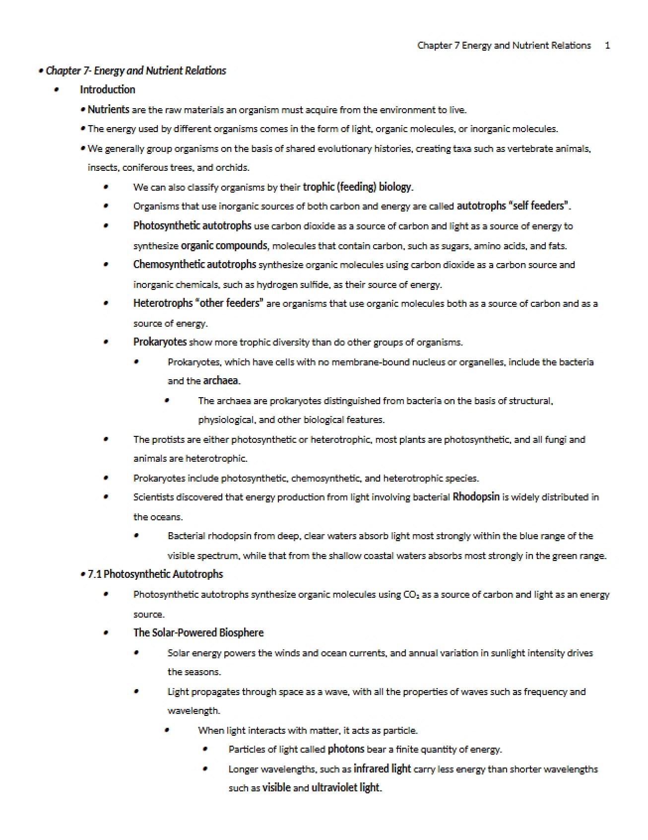 Seventh Chapter An Overview of Energy and Nutrient Relations