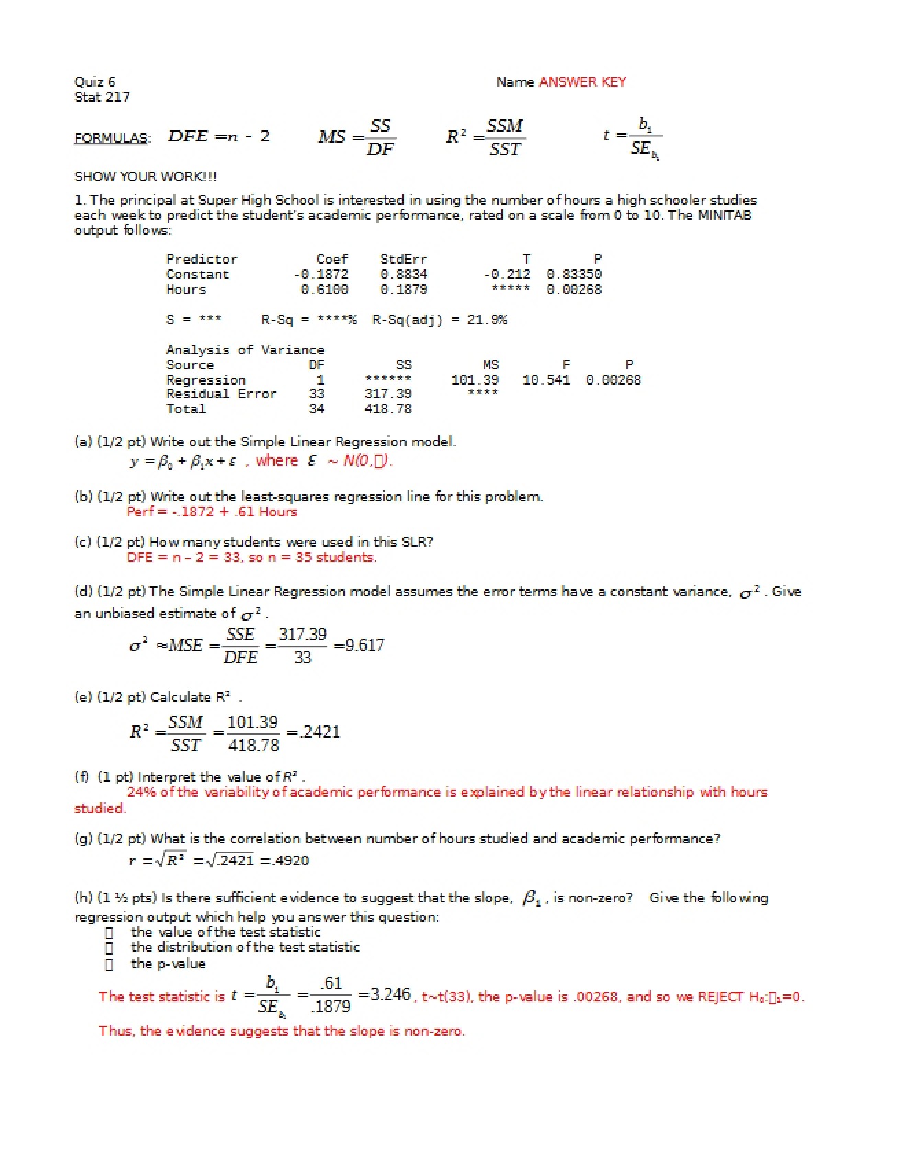 Quiz 6 for Stat 217