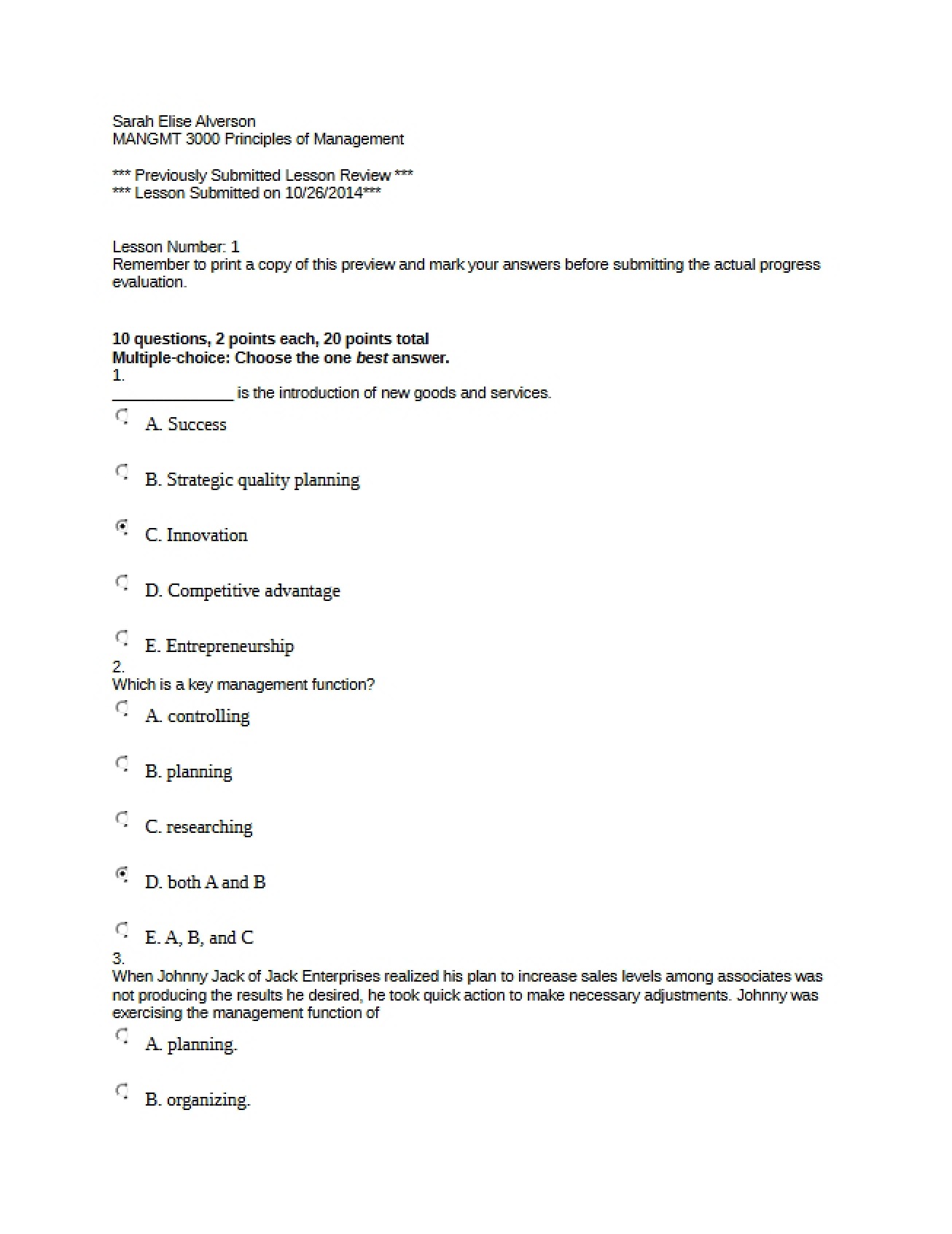Chapter 1 Quiz