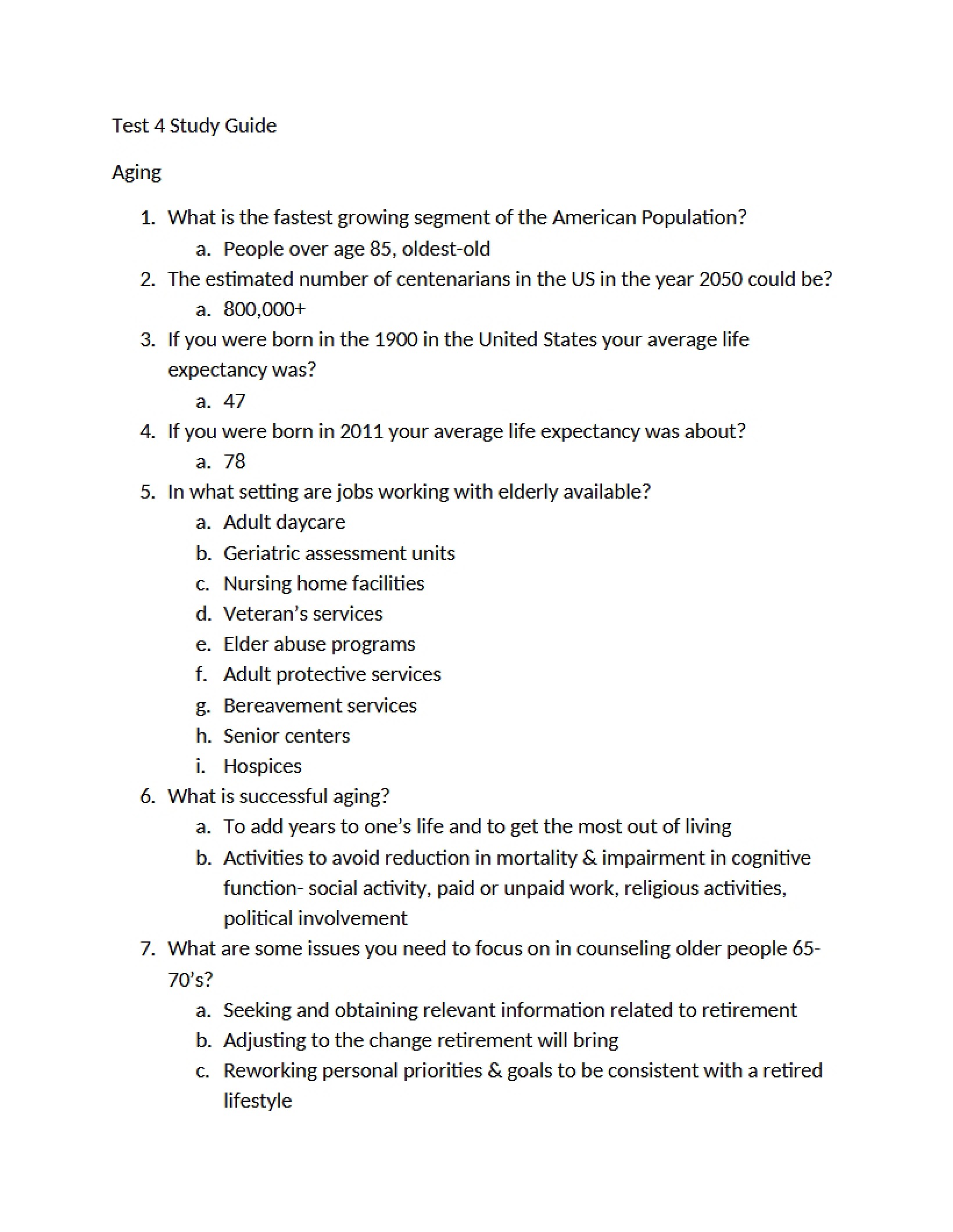 Guide for Test 4