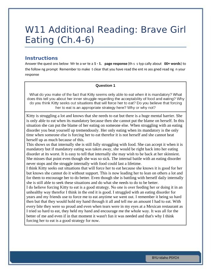 Week 11 Additional Reading - Brave Girl Eating
