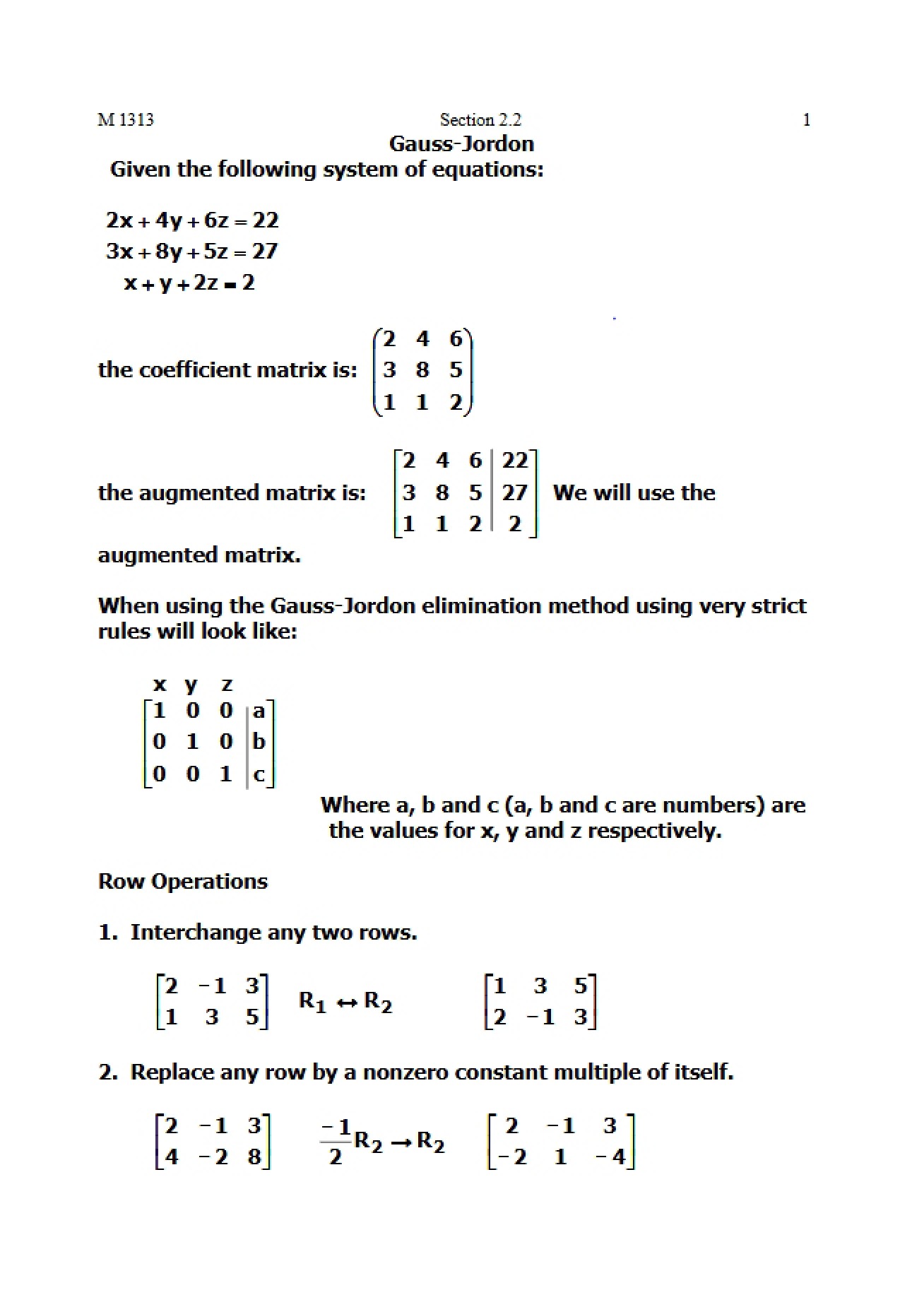 Gauss-Jordan Method