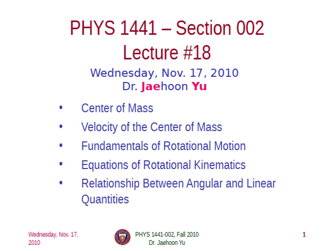 Notes from Lecture (7)