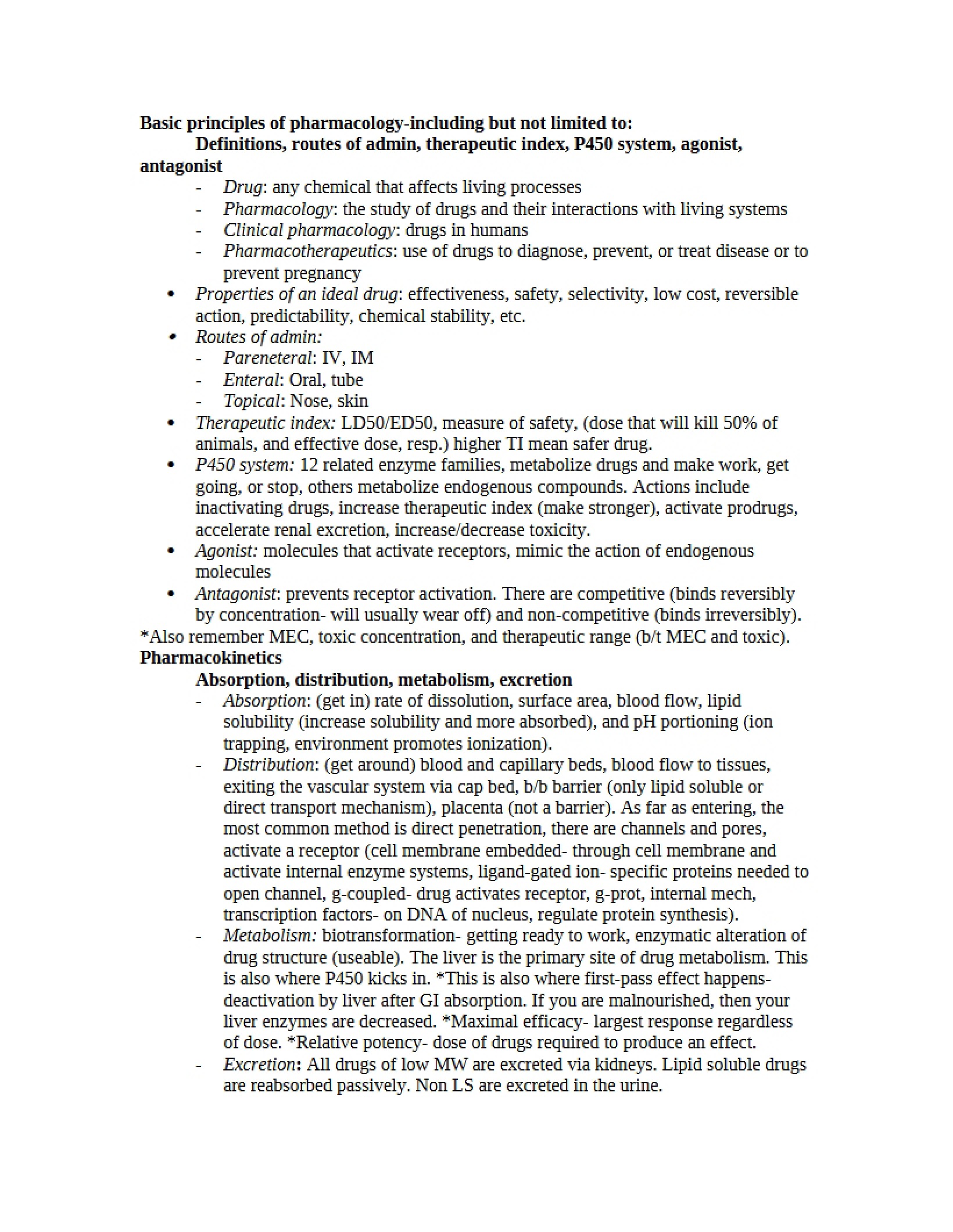 Pharmacology Notes