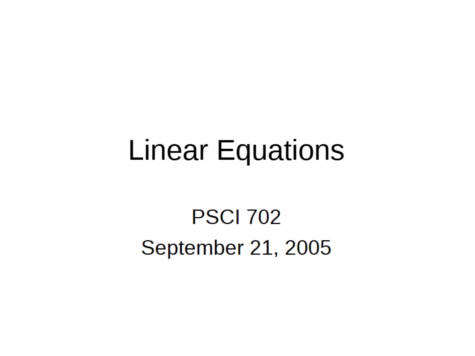 Solving Linear Equations