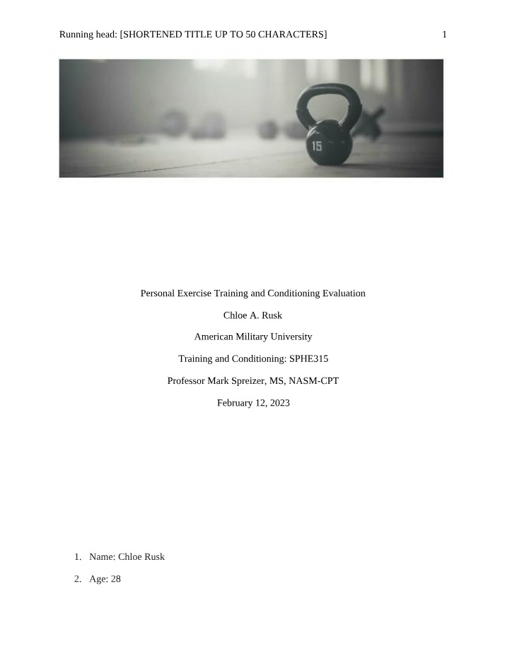 Week 1 Assignment for SPHE315