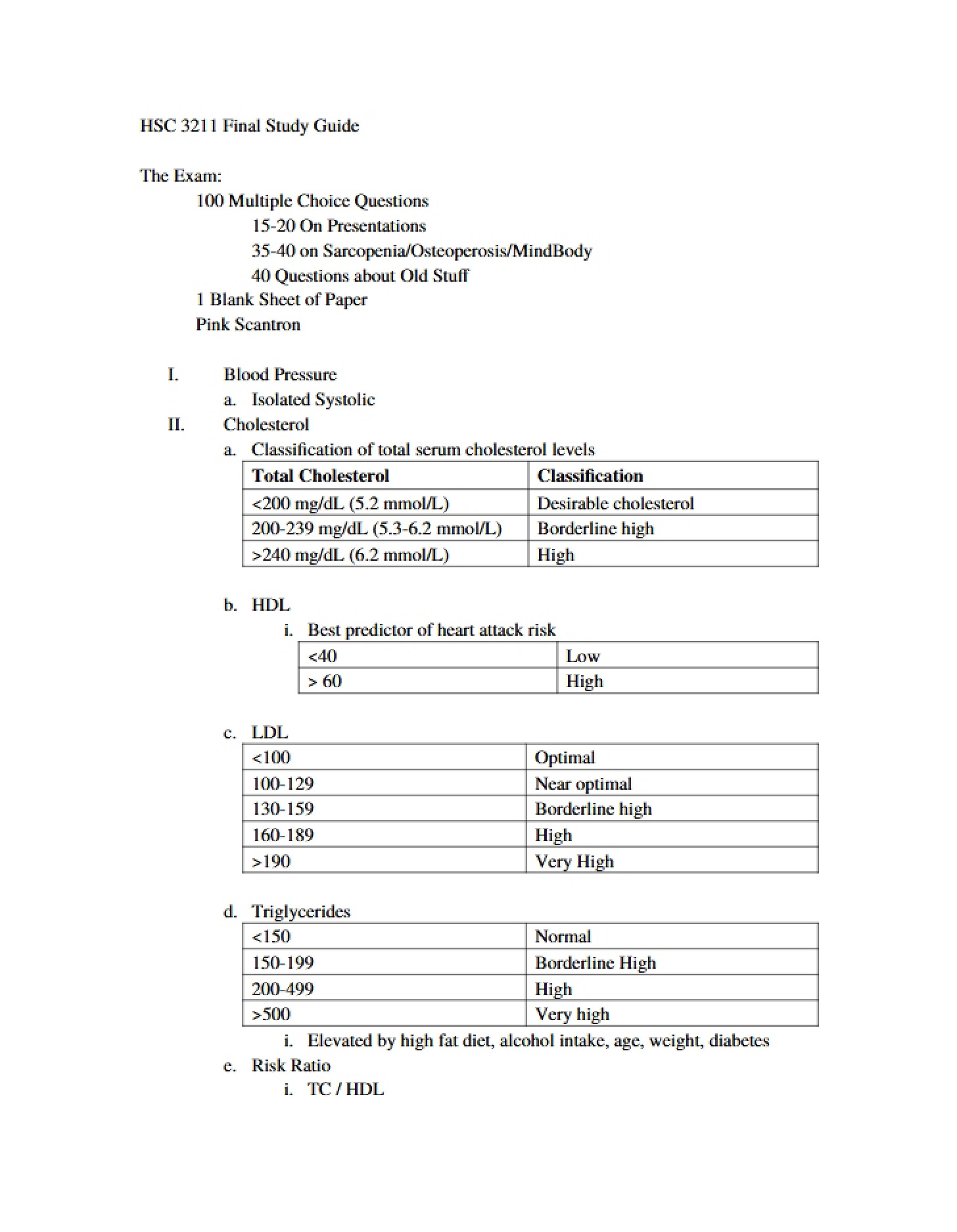 Guide for Final Study - 8 Pages