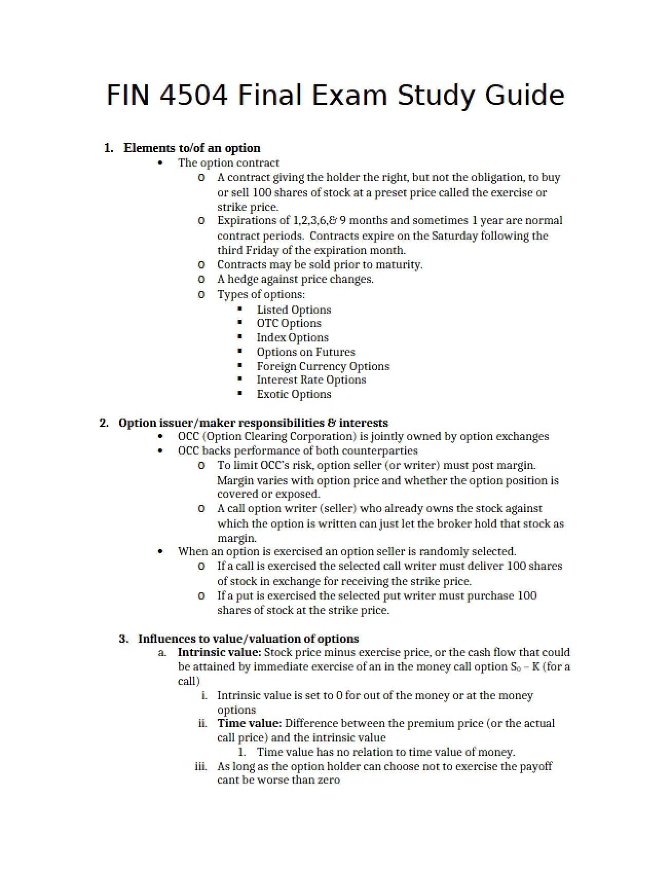 Materials for the Final Investments Exam