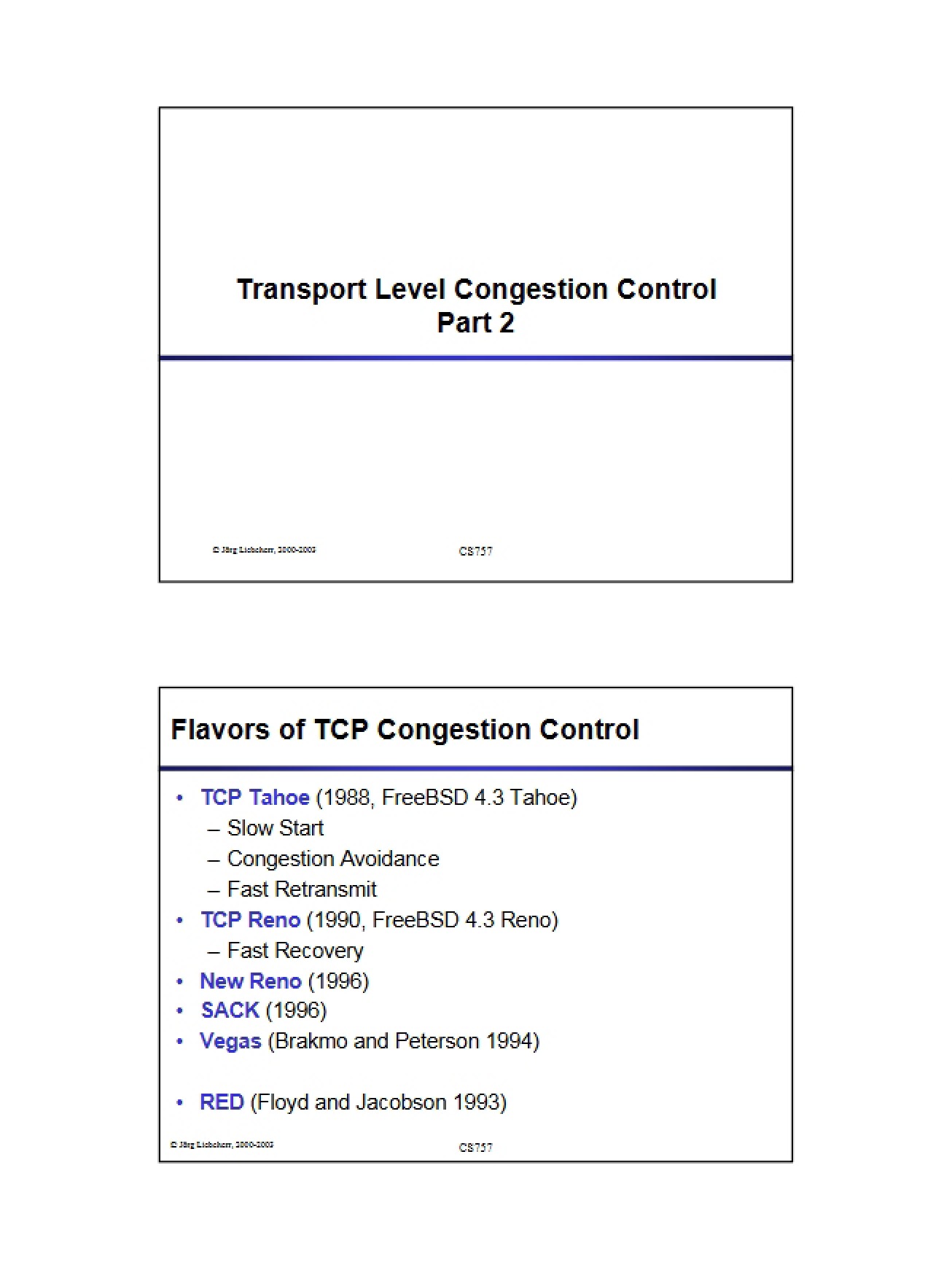 Congestion Control at Transport Level (Part 2)