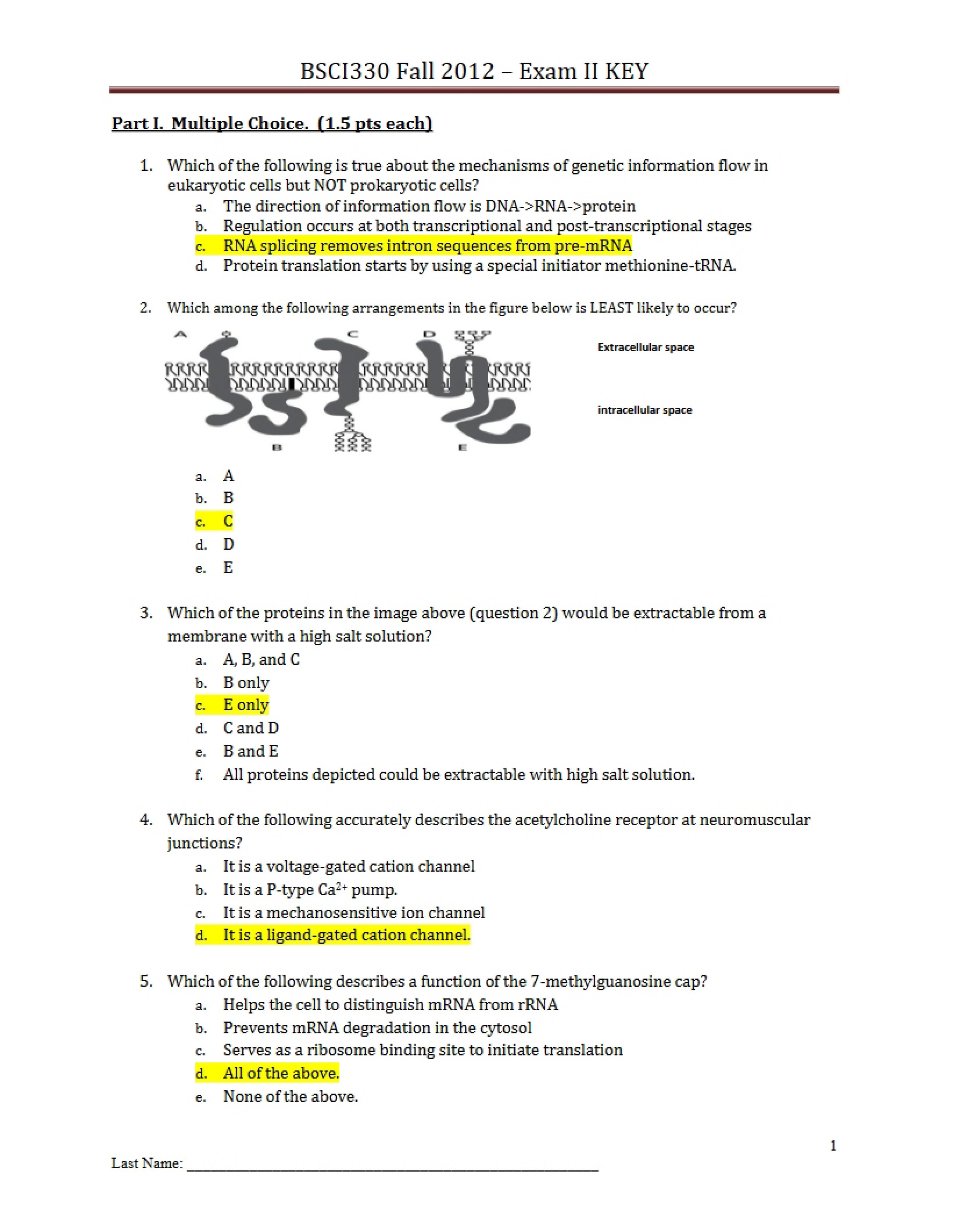 Second Physiology Examination