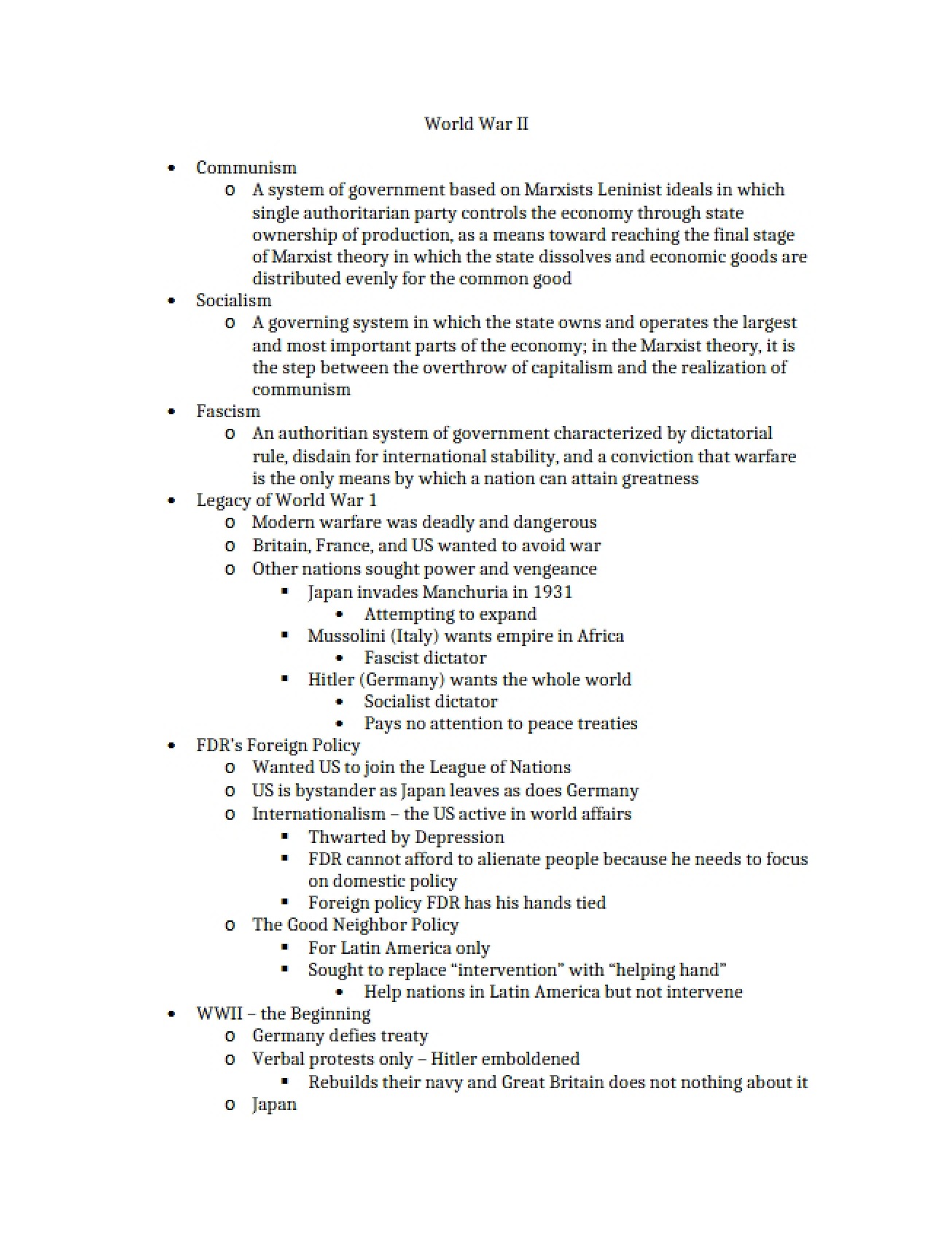 World War Two Historical Context
