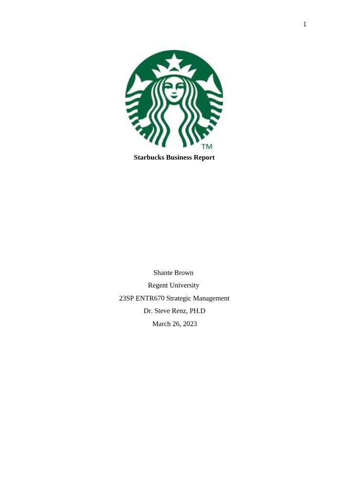Starbucks - Core Competencies and Growth Report