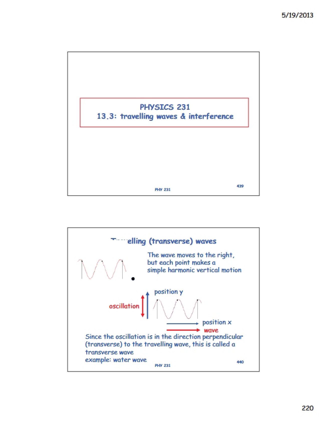 Interference and Travelling Waves