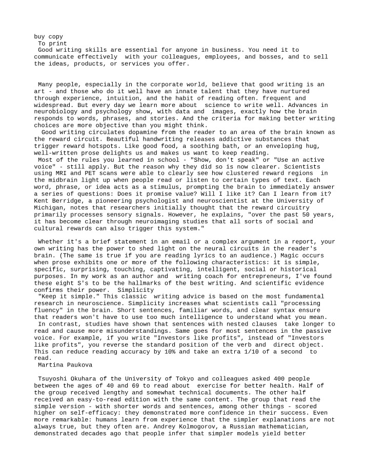 Writing Principles for Effective Communication - Neuroscience