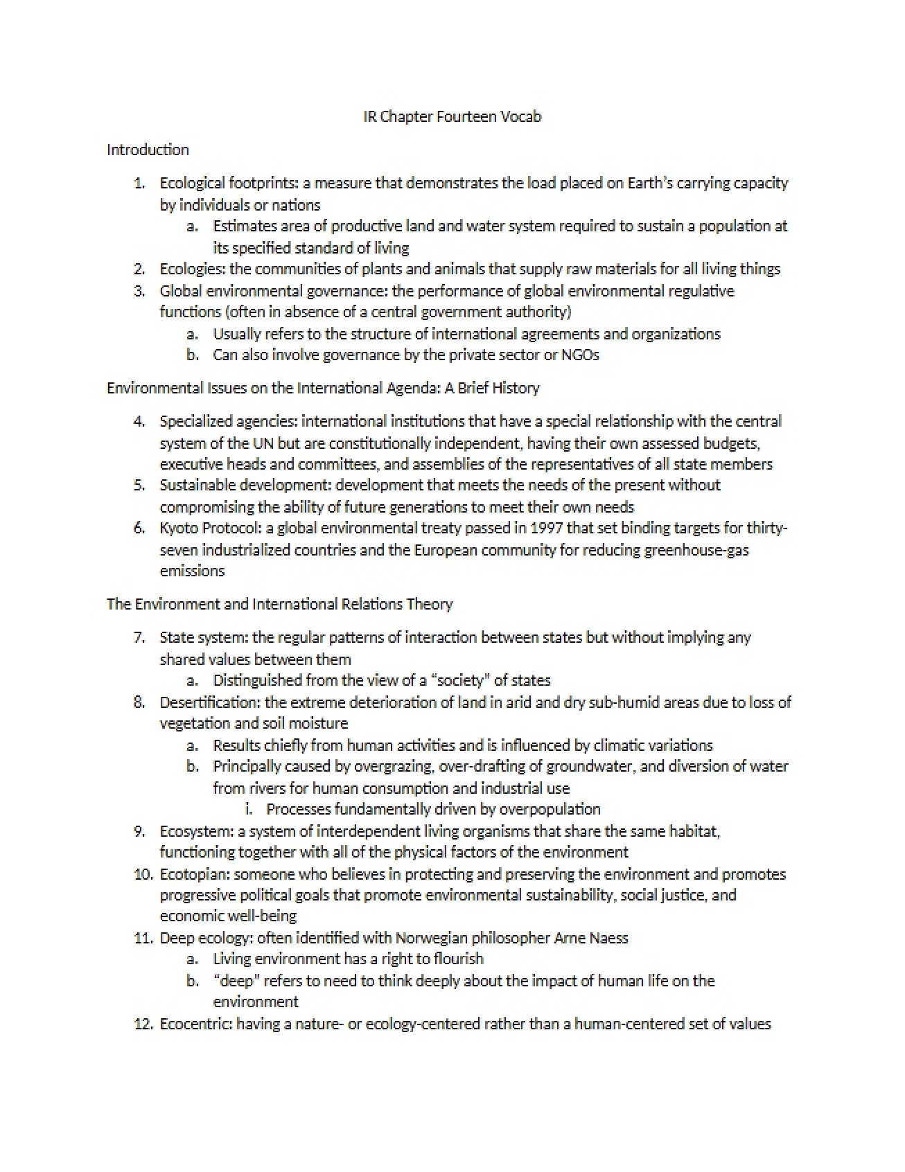 International Relations Chapter 14
