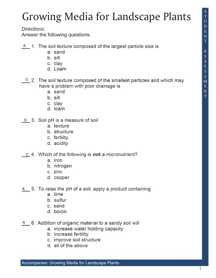 Quiz on Growing Media for Landscape Plants