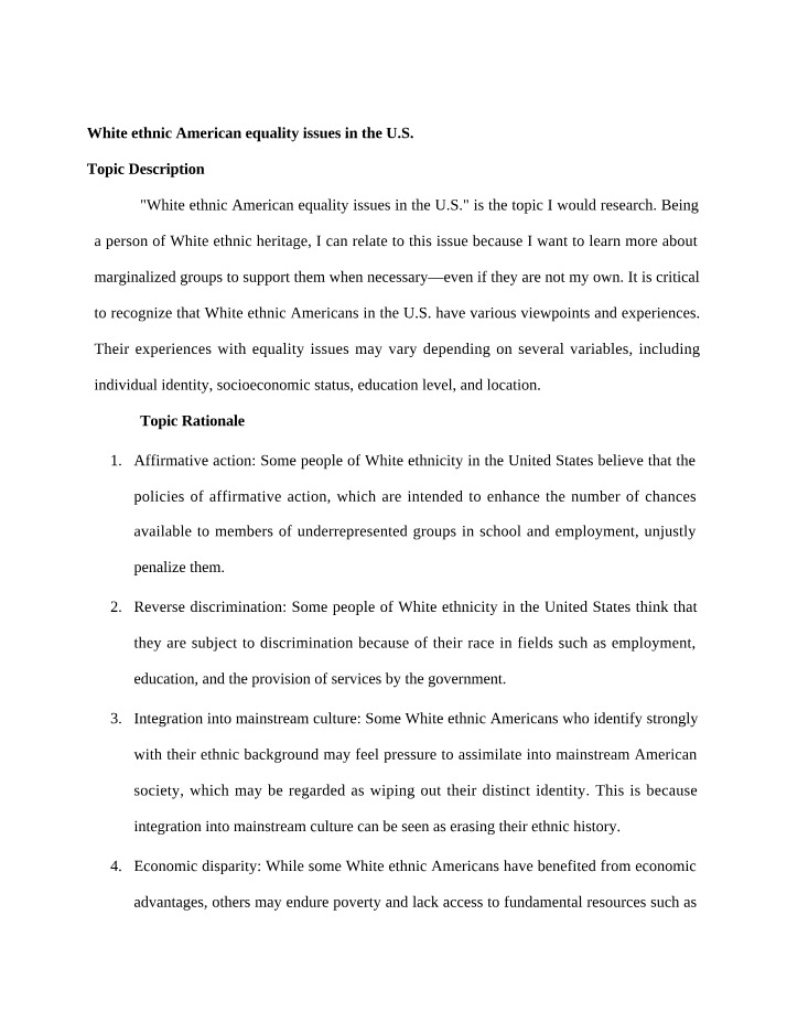 White Ethnic American Equality Issues