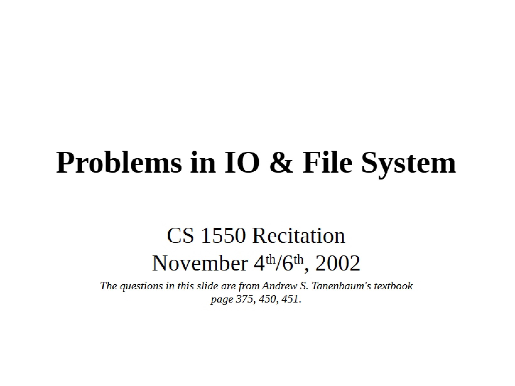 IO Problems
