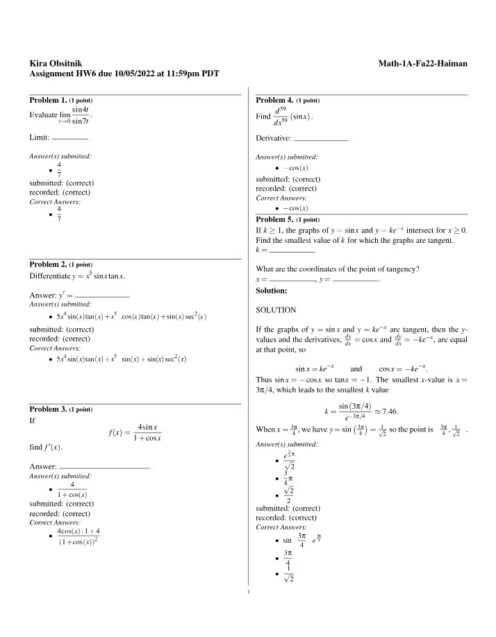 Limits and Derivatives of Trigonometric Functions