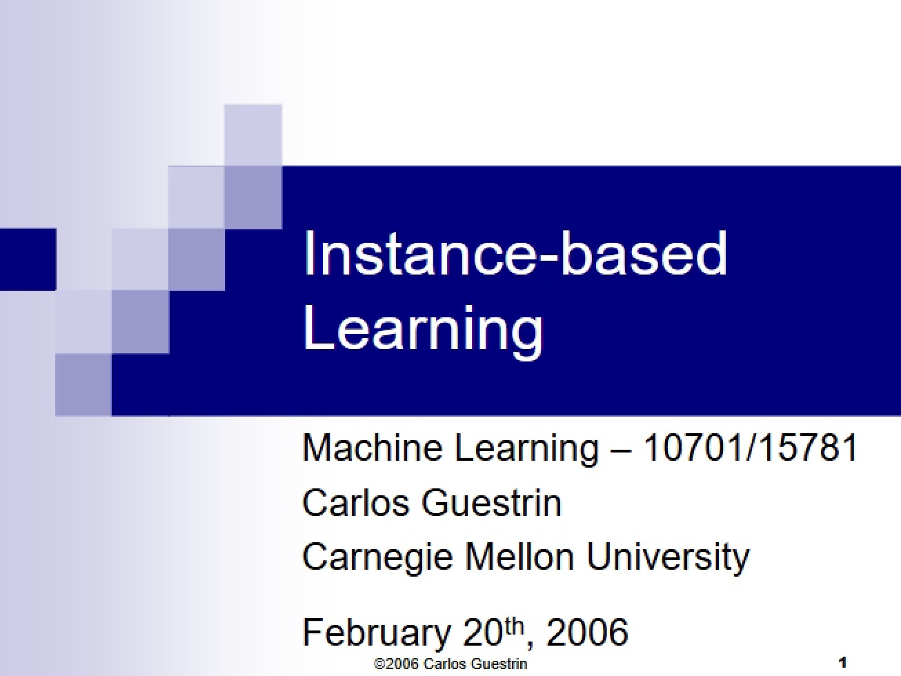 Instance Based Learning Part Two