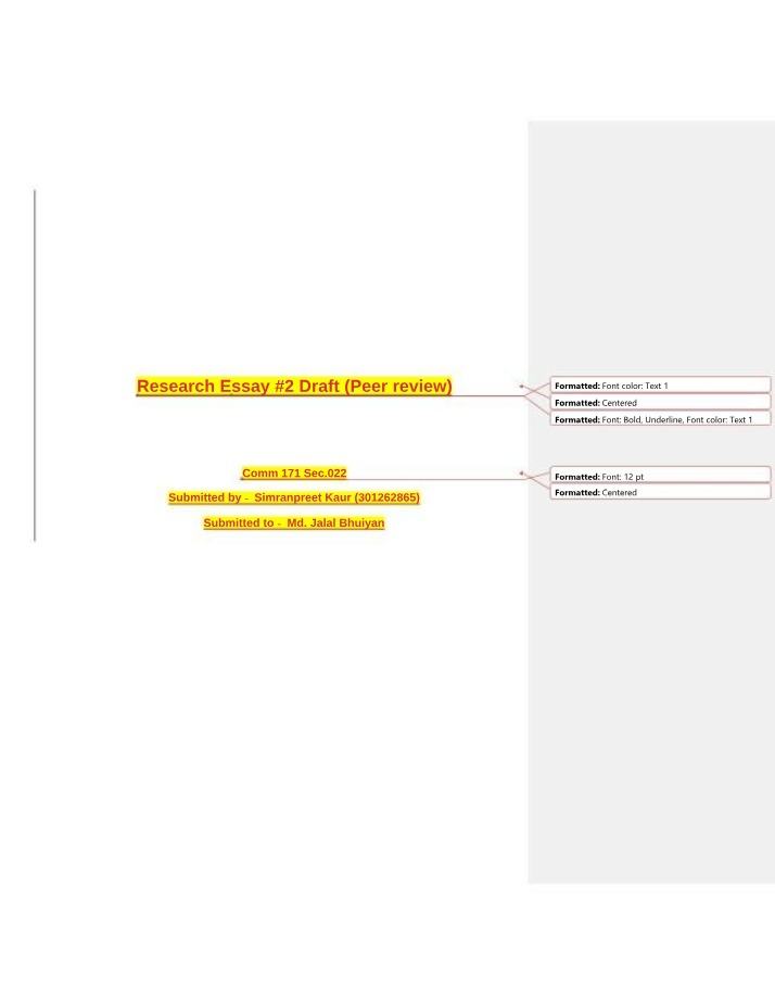 Research Critique Essay Plan and Peer Review