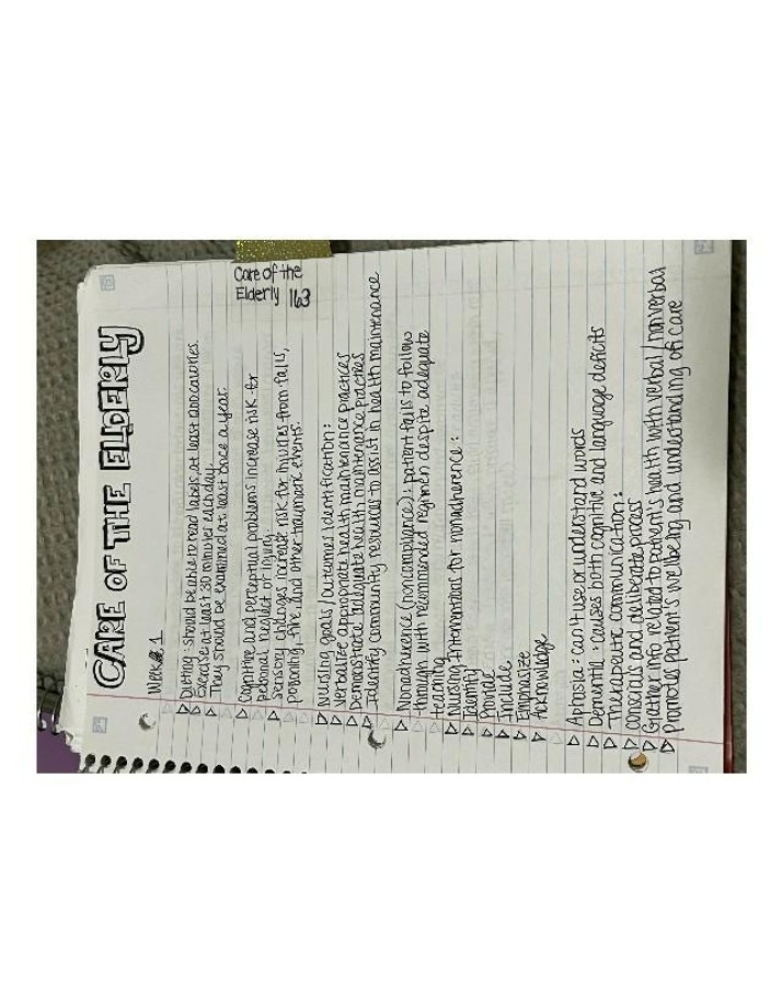 NUR163 Care of the Elderly Notes