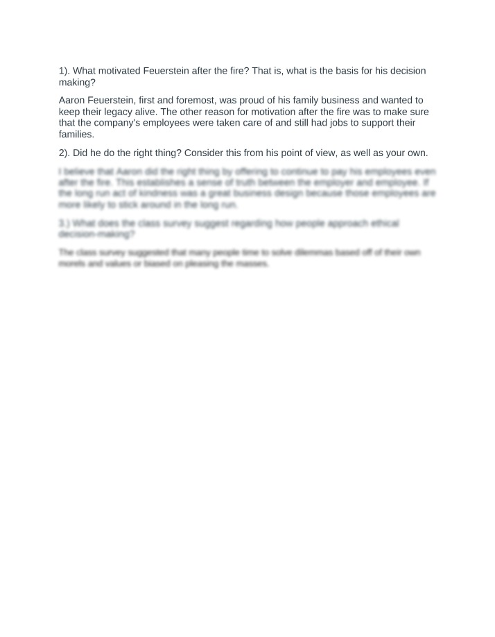 Ethical Decision-Making and Motivation - Aaron Feuerstein