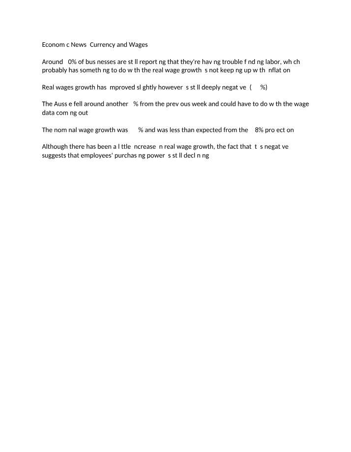 Economic News on Currency and Wages