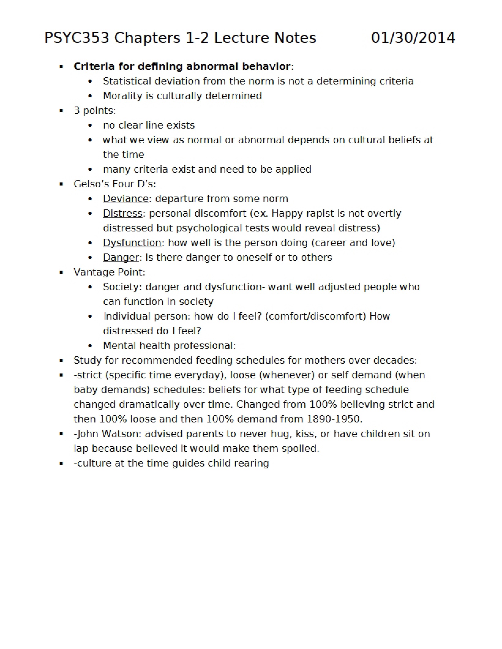 Chapter One Notes