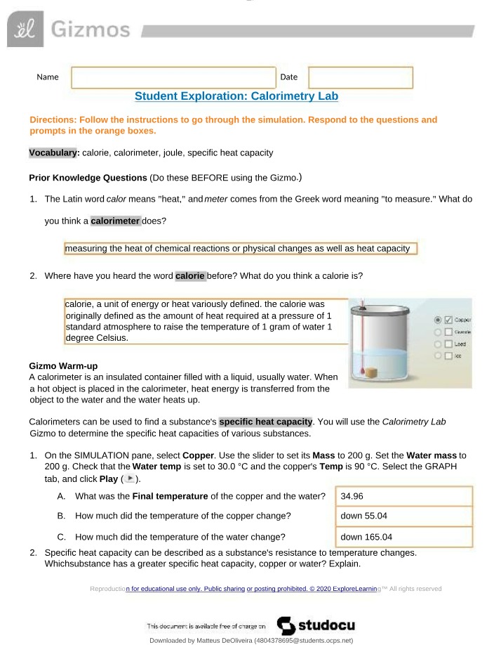 Determining Specific Heat Capacities via Calorimetry